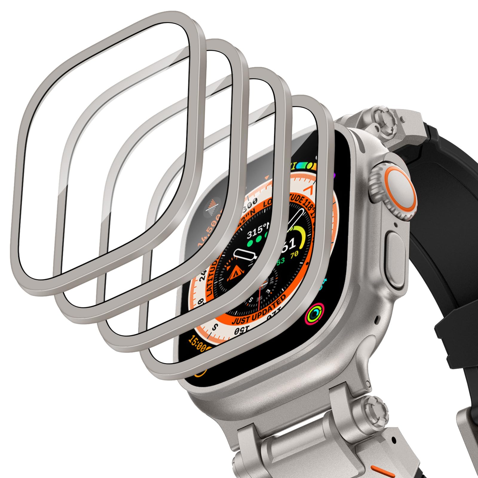 Smartwatch Straps & Accessories - Gehäuse aus Aluminiumlegierung + gehärtetes Glas